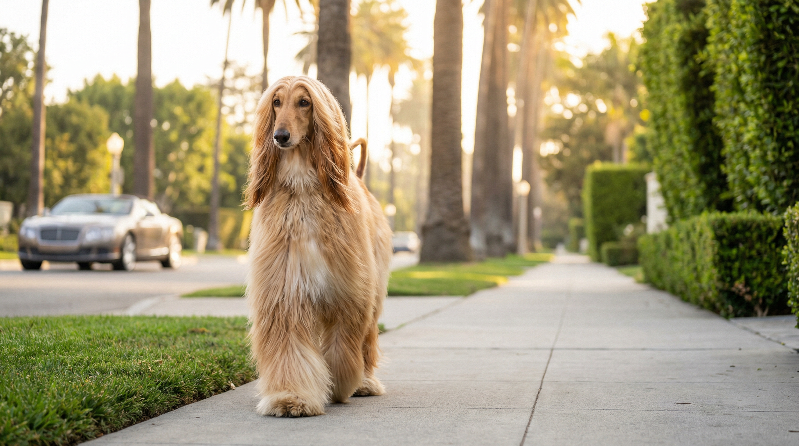 High-end dog in morning light